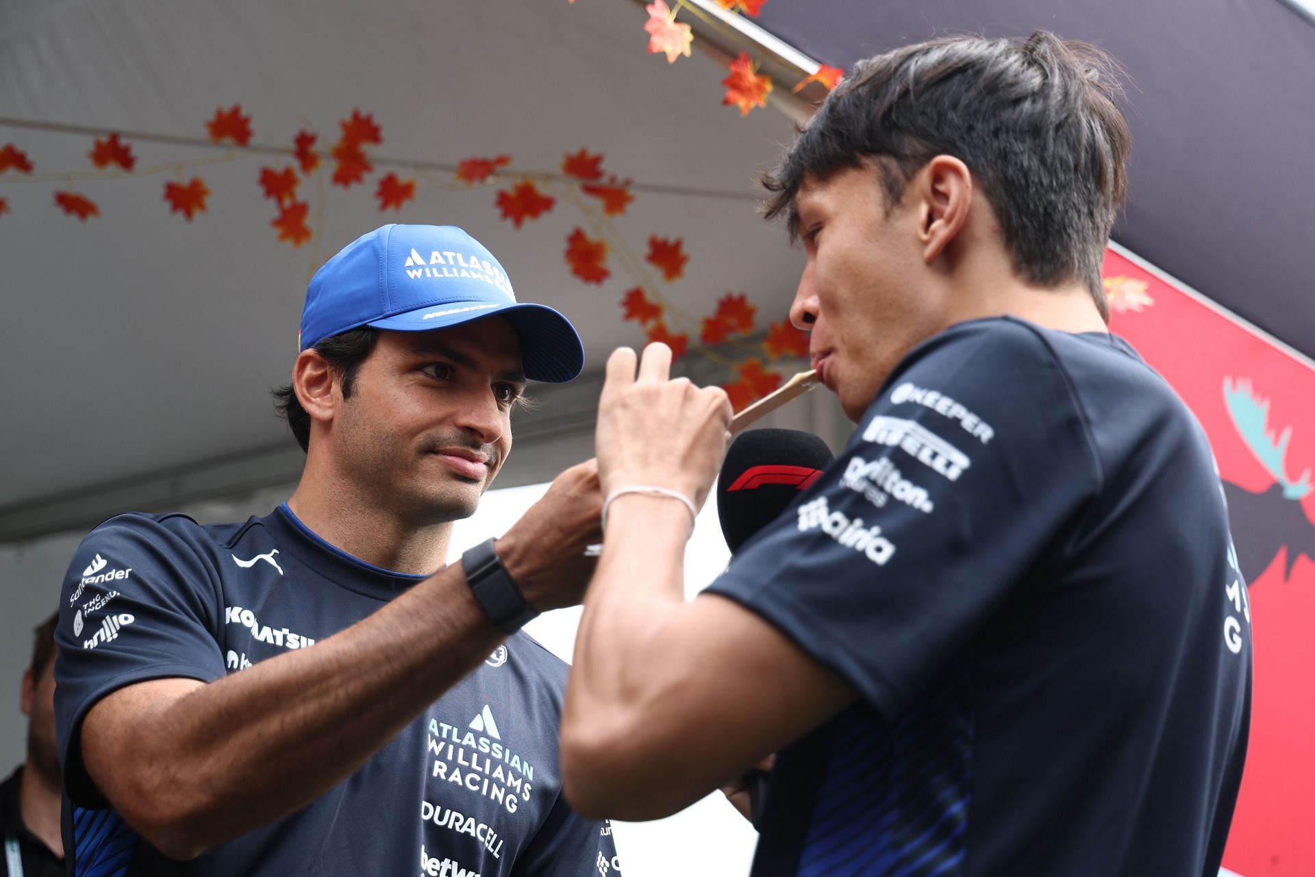 Williams' Carlos Sainz and Alexander Albon during the F1 Grand Prix of Canada previews. Source: Getty